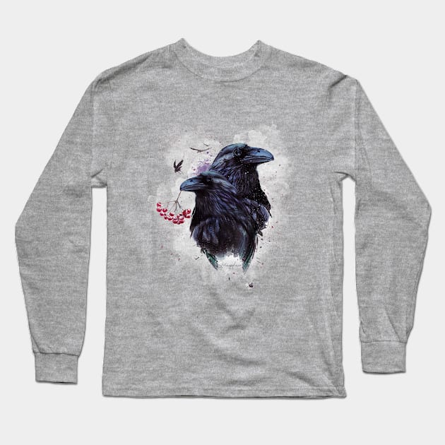 Watercolor Ravens: Made for Wingspan Game Players! Long Sleeve T-Shirt by Graphics Gurl